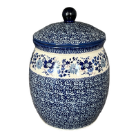 A picture of a Polish Pottery 4 Liter Canister (Blue Life) | P081S-EO39 as shown at PolishPotteryOutlet.com/products/4-liter-canister-blue-life-p081s-eo39