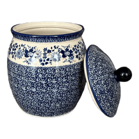 A picture of a Polish Pottery 4 Liter Canister (Blue Life) | P081S-EO39 as shown at PolishPotteryOutlet.com/products/4-liter-canister-blue-life-p081s-eo39