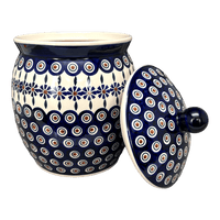 A picture of a Polish Pottery 4 Liter Canister (Floral Peacock) | P081T-54KK as shown at PolishPotteryOutlet.com/products/4-liter-canister-floral-peacock-p081t-54kk