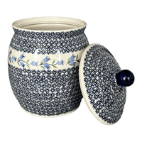 A picture of a Polish Pottery 4 Liter Canister (Lily of the Valley) | P081T-ASD as shown at PolishPotteryOutlet.com/products/4-liter-canister-lily-of-the-valley-p081t-asd