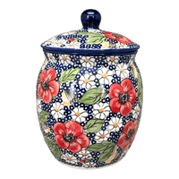 A picture of a Polish Pottery 3 Liter Canister (Poppies & Posies) | P083S-IM02 as shown at PolishPotteryOutlet.com/products/3-liter-canister-poppies-posies-p083s-im02