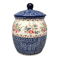 A picture of a Polish Pottery 3 Liter Canister (Poppy Persuasion) | P083S-P265 as shown at PolishPotteryOutlet.com/products/3-liter-canister-blue-life-p083s-p265