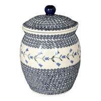 A picture of a Polish Pottery 5 Liter Canister (Lily of the Valley) | P084T-ASD as shown at PolishPotteryOutlet.com/products/5-liter-canister-lily-of-the-valley-p084t-asd