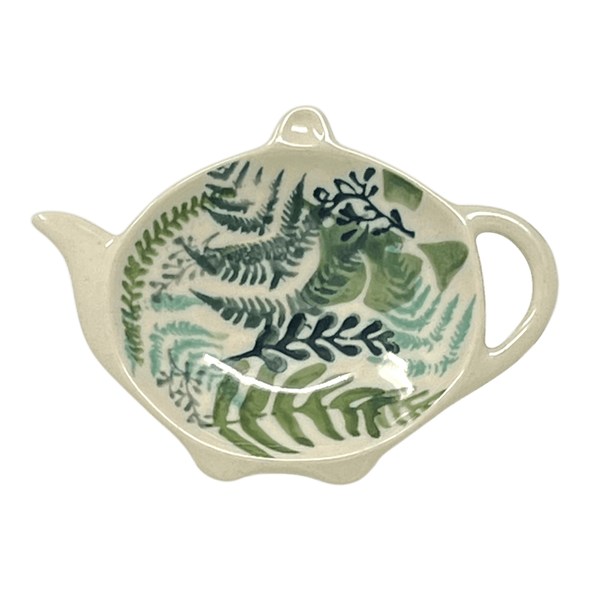 Saucer, Teapot, 4.25" x 3.25" in "Scattered Ferns" by Manufaktura | P094S-GZ39