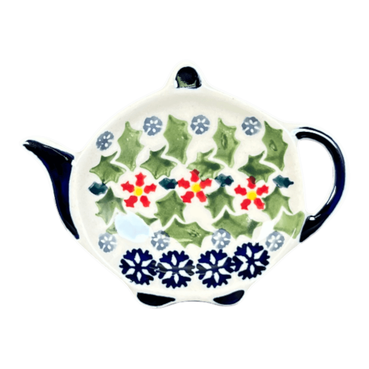 Saucer, Teapot, 4.25" x 3.25" in "Holly In Bloom" by Manufaktura | P094T-IN13
