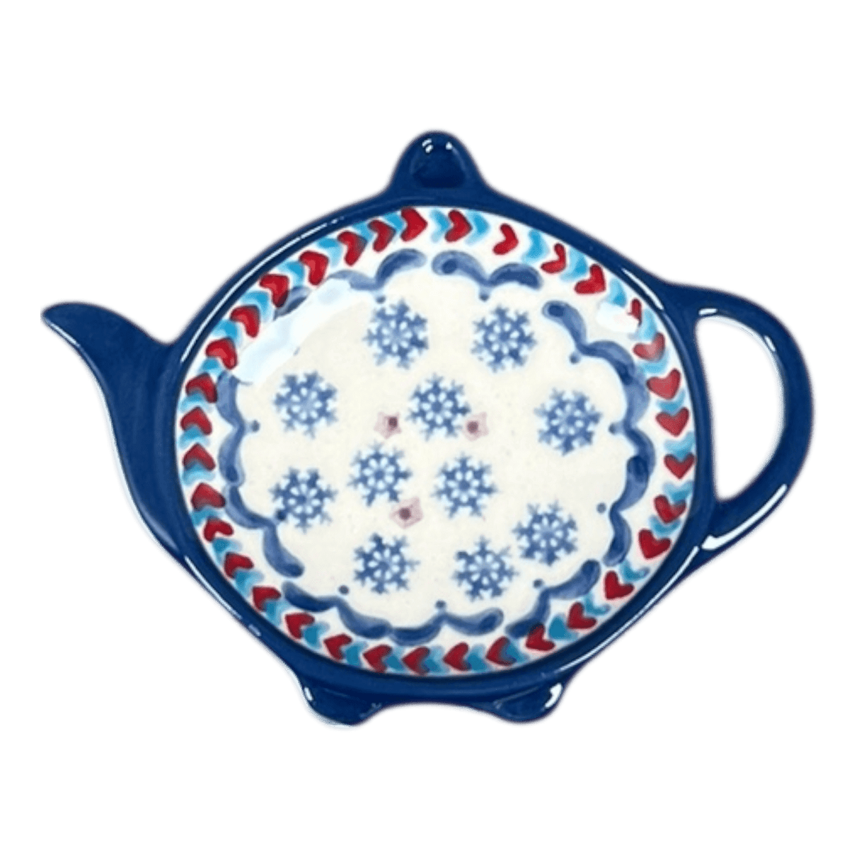Saucer, Teapot, 4.25" x 3.25" in "Snowflake Love" by Manufaktura | P094U-PS01