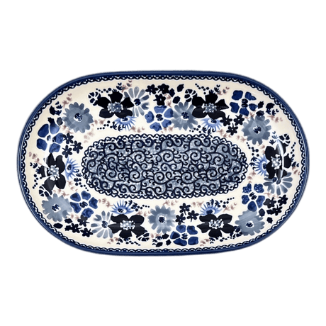 Plate, Oval, 6" x 9" in "Blue Life" by Manufaktura | P097S-EO39