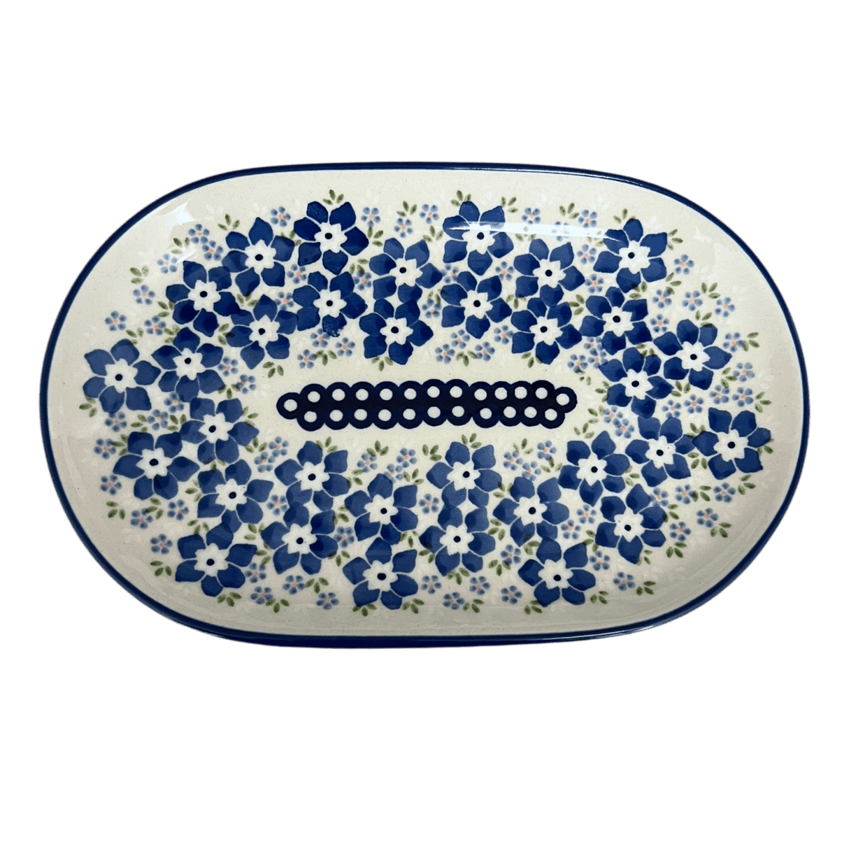 Plate, Oval, 6" x 9" in "Forget Me Not Bouquet" by Manufaktura | P097S-PS28
