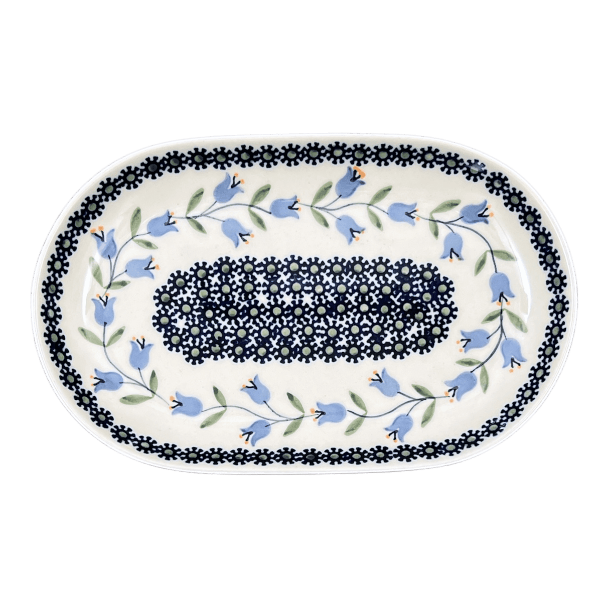 Plate, Oval, 6" x 9" in "Lily of the Valley" by Manufaktura | P097T-ASD