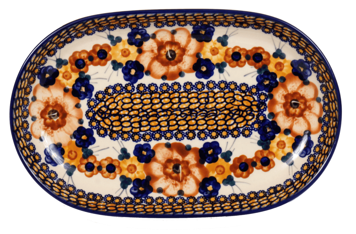 Plate, Roaster, Oval, 7"x11" in "Bouquet in a Basket" by Manufaktura | P099S-JZK