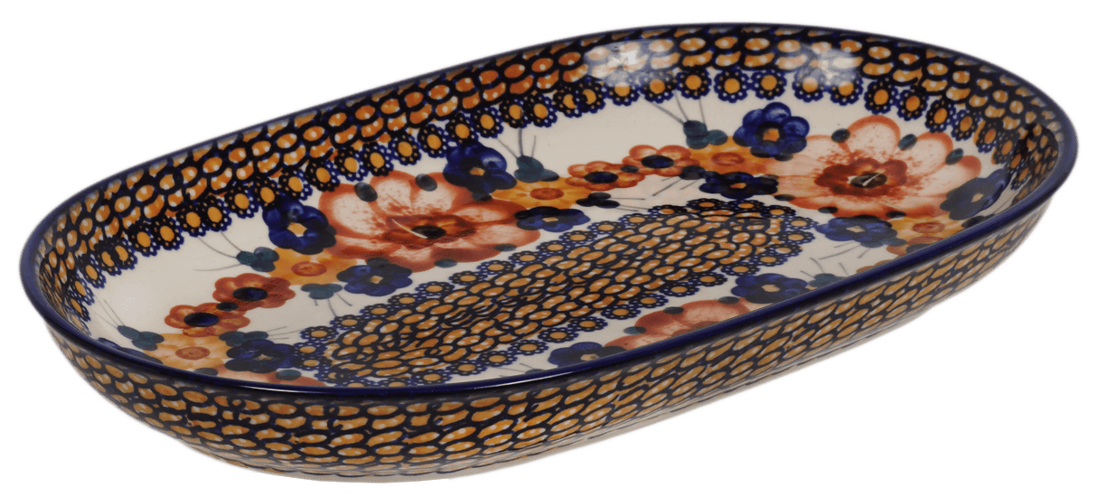 Plate, Roaster, Oval, 7"x11" in "Bouquet in a Basket" by Manufaktura | P099S-JZK