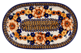 Polish Pottery 7"x11" Oval Roaster (Bouquet in a Basket) | P099S-JZK Additional Image at PolishPotteryOutlet.com
