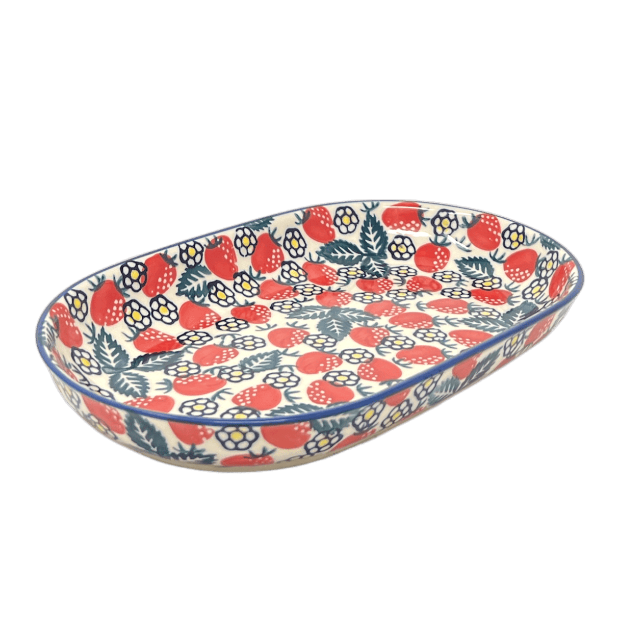Plate, Roaster, Oval, 7"x11" in "Strawberry Fields" by Manufaktura | P099U-AS59