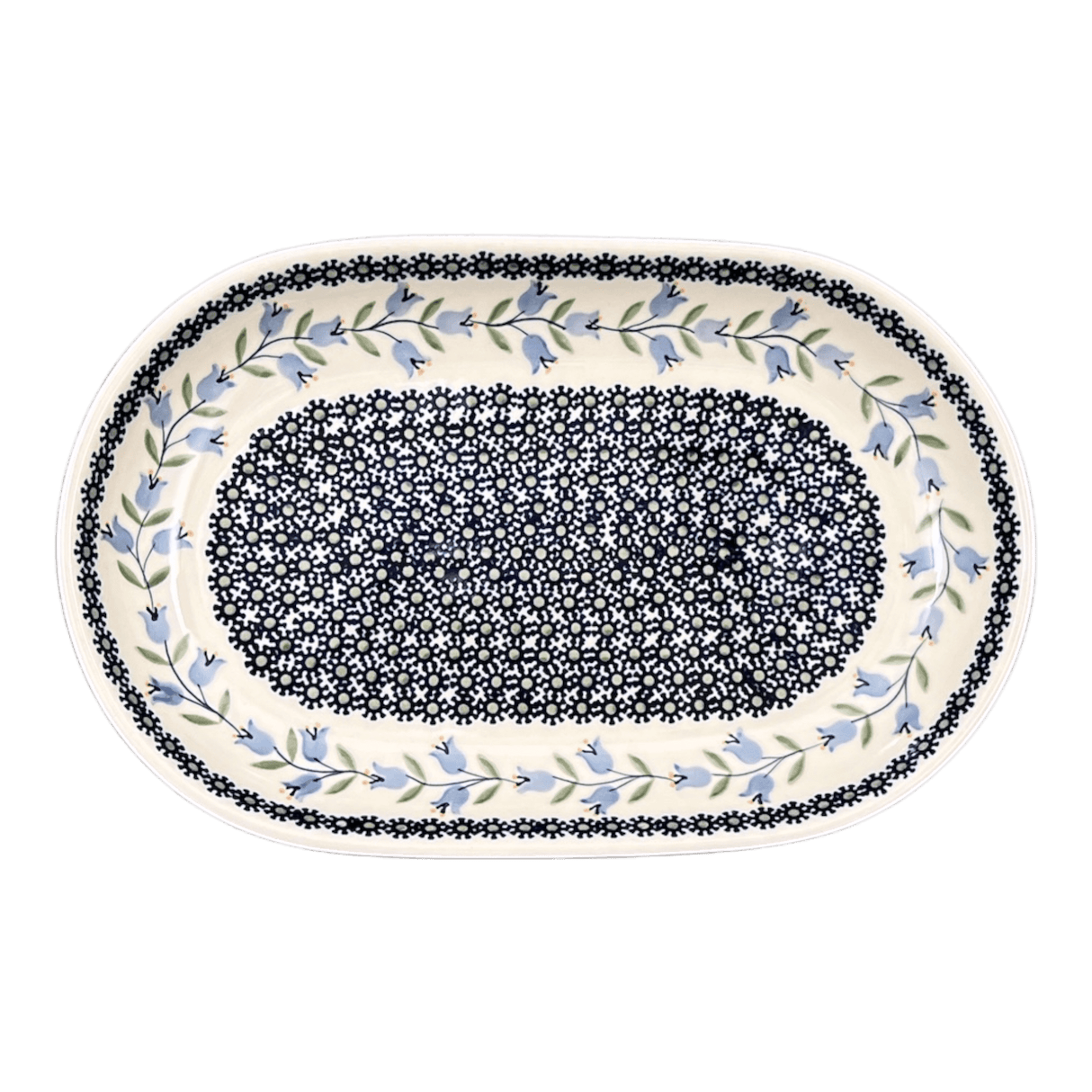 Platter, Oval, 8" x 13" in "Lily of the Valley" by Manufaktura | P101T-ASD