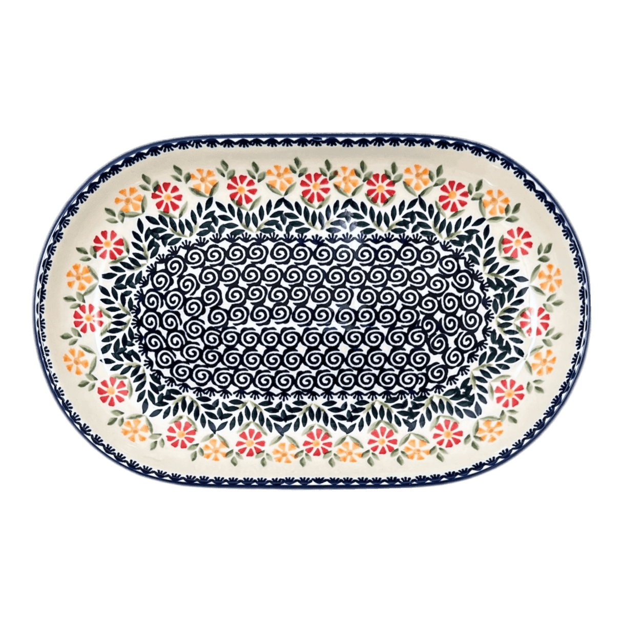 Platter, Oval, 8" x 13" in "Flower Power" by Manufaktura | P101T-JS14