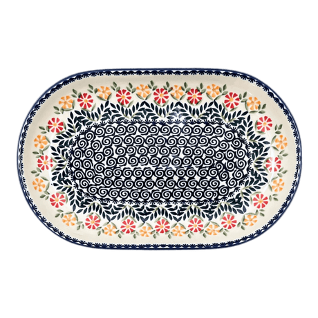 Platter, Oval, 8" x 13" in "Flower Power" by Manufaktura | P101T-JS14