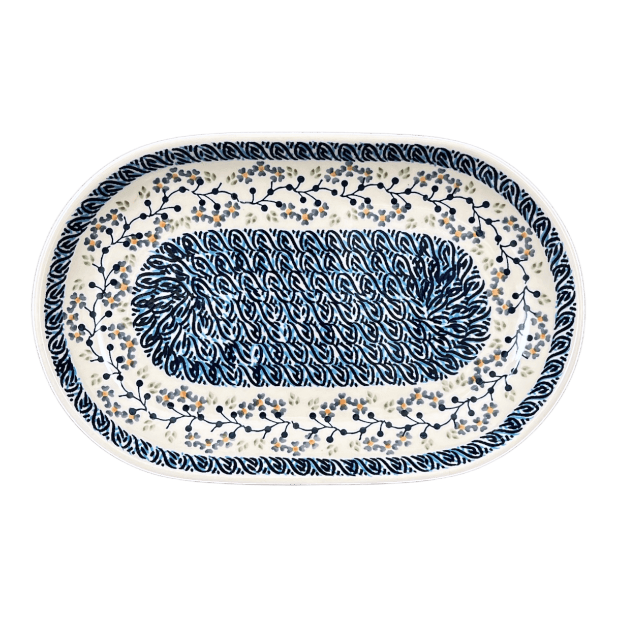 Platter, Oval, 8" x 13" in "Baby Blue Eyes" by Manufaktura | P101T-MC19