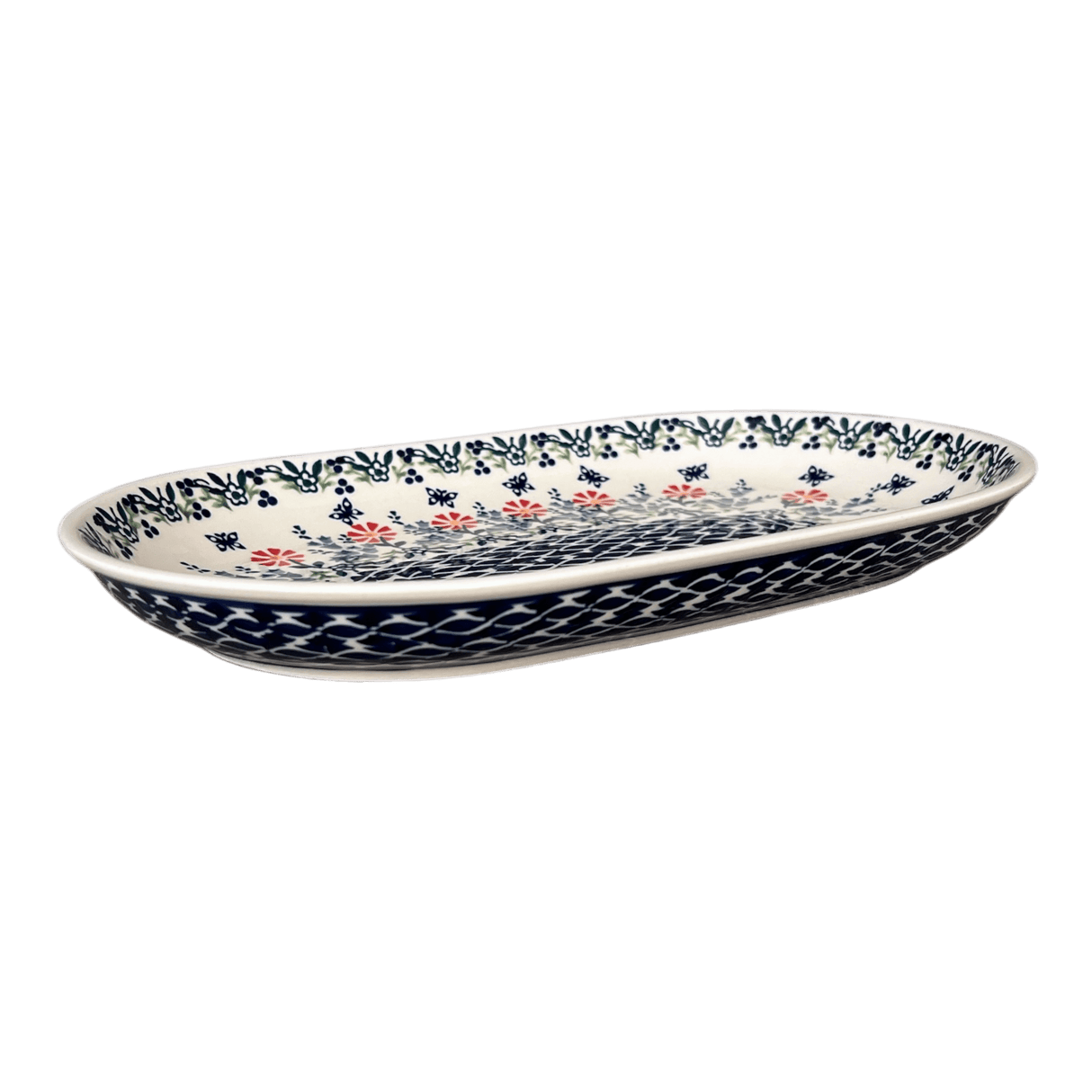 Platter, Oval, 8" x 13" in "Butterfly Blossoms" by Manufaktura | P101T-MM02