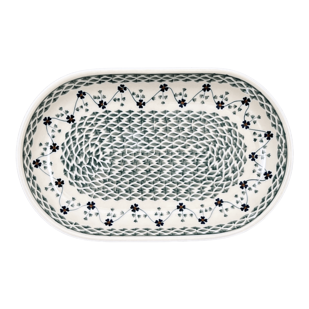 Platter, Oval, 8" x 13" in "Woven Pansies" by Manufaktura | P101T-RV