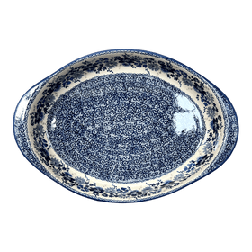 Polish Pottery Large Oval Baker (Blue Life) | P102S-EO39 Additional Image at PolishPotteryOutlet.com