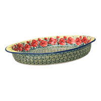 A picture of a Polish Pottery Large Oval Baker (Poppies in Bloom) | P102S-JZ34 as shown at PolishPotteryOutlet.com/products/15-25-x-10-25-oval-baker-poppies-in-bloom-p102s-jz34