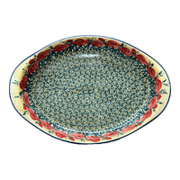 A picture of a Polish Pottery Large Oval Baker (Poppies in Bloom) | P102S-JZ34 as shown at PolishPotteryOutlet.com/products/15-25-x-10-25-oval-baker-poppies-in-bloom-p102s-jz34