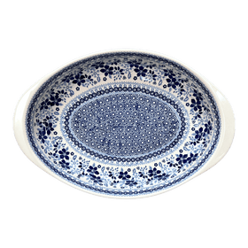 Polish Pottery Large Oval Baker (Duet in Blue) |  P102S-SB01 Additional Image at PolishPotteryOutlet.com