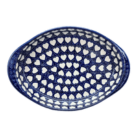 A picture of a Polish Pottery Large Oval Baker (Sea of Hearts) | P102T-SEA as shown at PolishPotteryOutlet.com/products/15-25-x-10-25-oval-baker-sea-of-hearts-p102t-sea