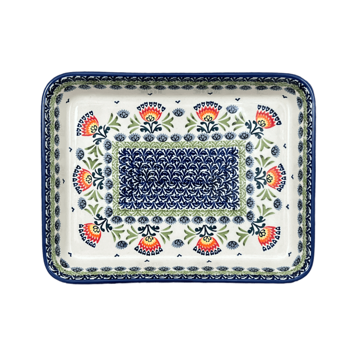 Baker, Rectangular, Shallow, 9" x 11" in "Floral Fans" by Manufaktura | P104S-P314