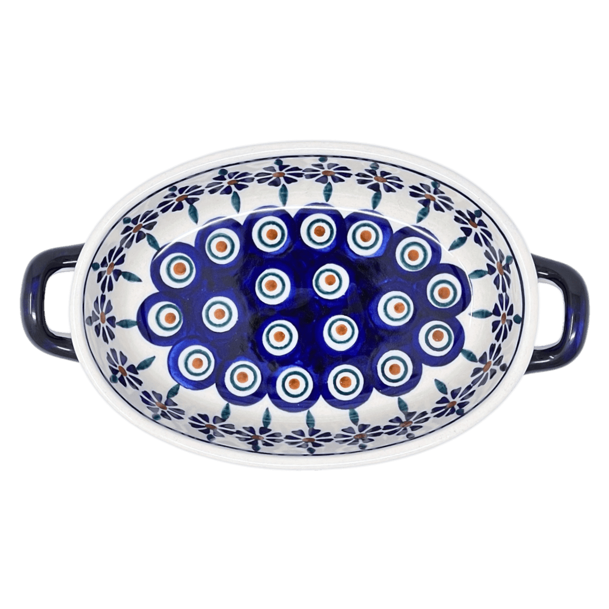 Baker, Oval, Handles, Small 8.5" x 4.75" in "Floral Peacock" by Manufaktura | P138T-54KK