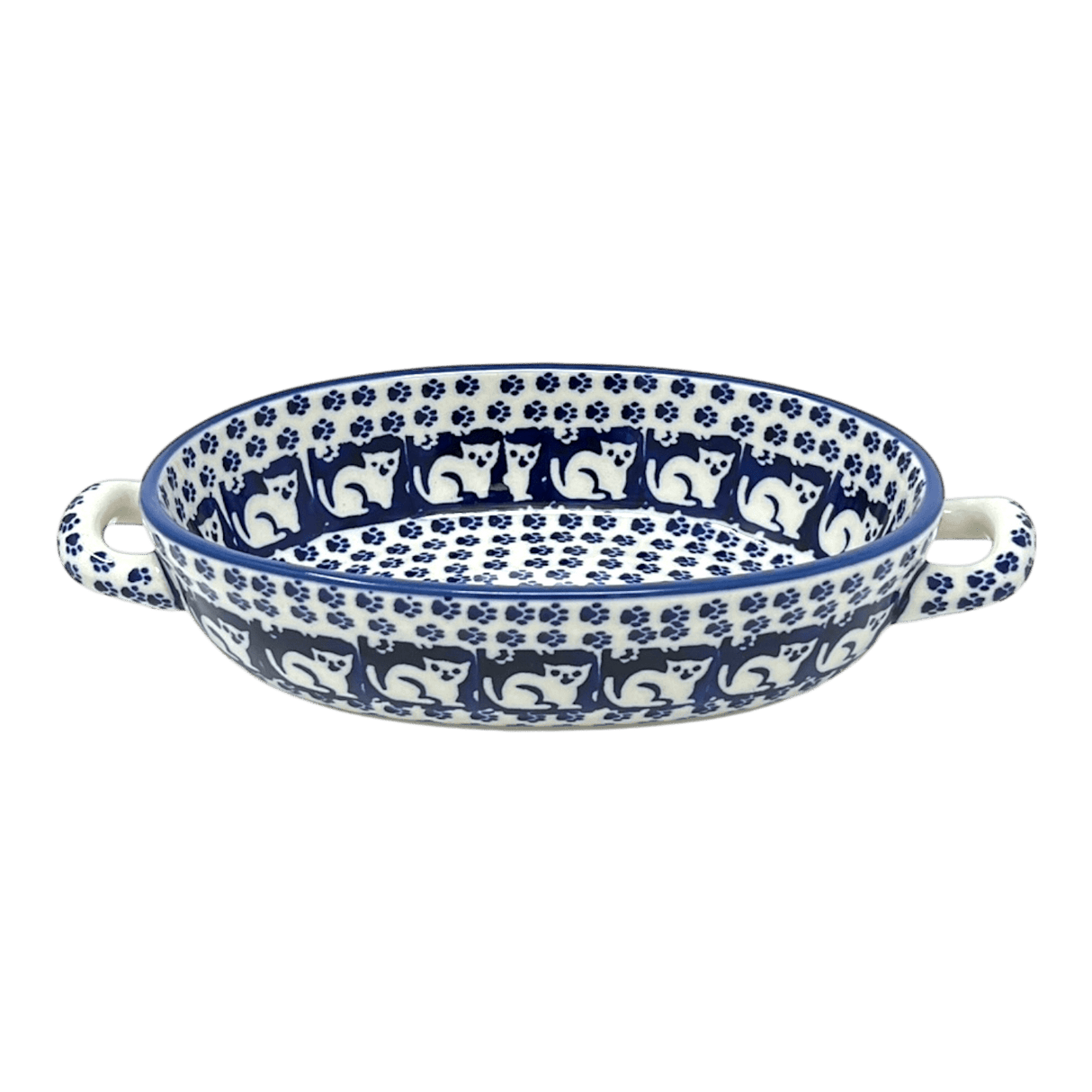 Baker, Oval, Handles, Small 8.5" x 4.75" in "Kitty Cat Path" by Manufaktura | P138T-KOT6