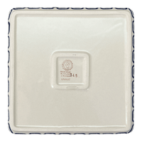 A picture of a Polish Pottery 8" Square Baker (Navy Retro) | P151U-601A as shown at PolishPotteryOutlet.com/products/8-square-baker-navy-retro-p151u-601a