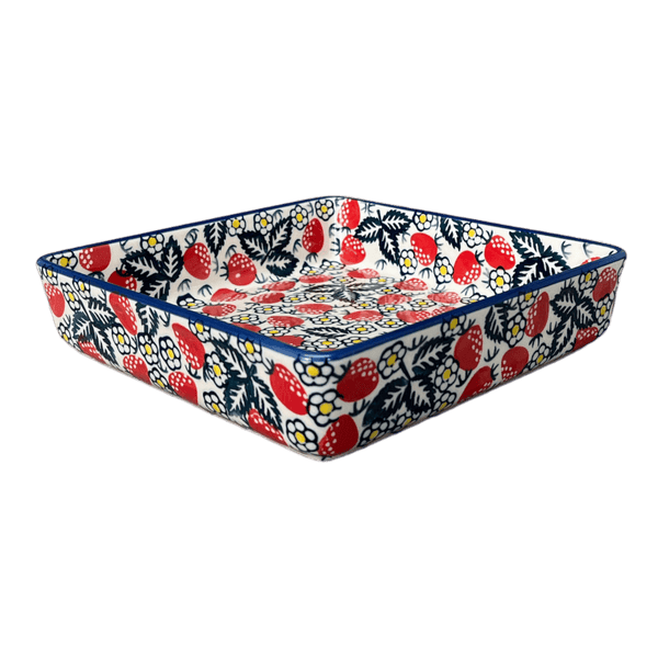 Polish Pottery - 8 Square Baker - Fresh Strawberries - The Polish Pottery  Outlet