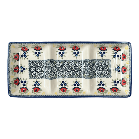Dish, Divided, 3 Section, 14" x 6.5" in "Coral Bells" by Manufaktura | P155S-DPSD