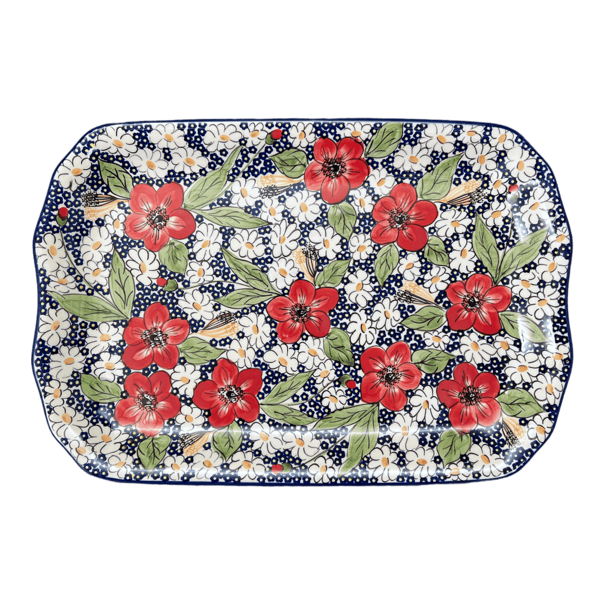 Platter, Rectangular, 11.5" x 17" in "Poppies & Posies" by Manufaktura | P158S-IM02