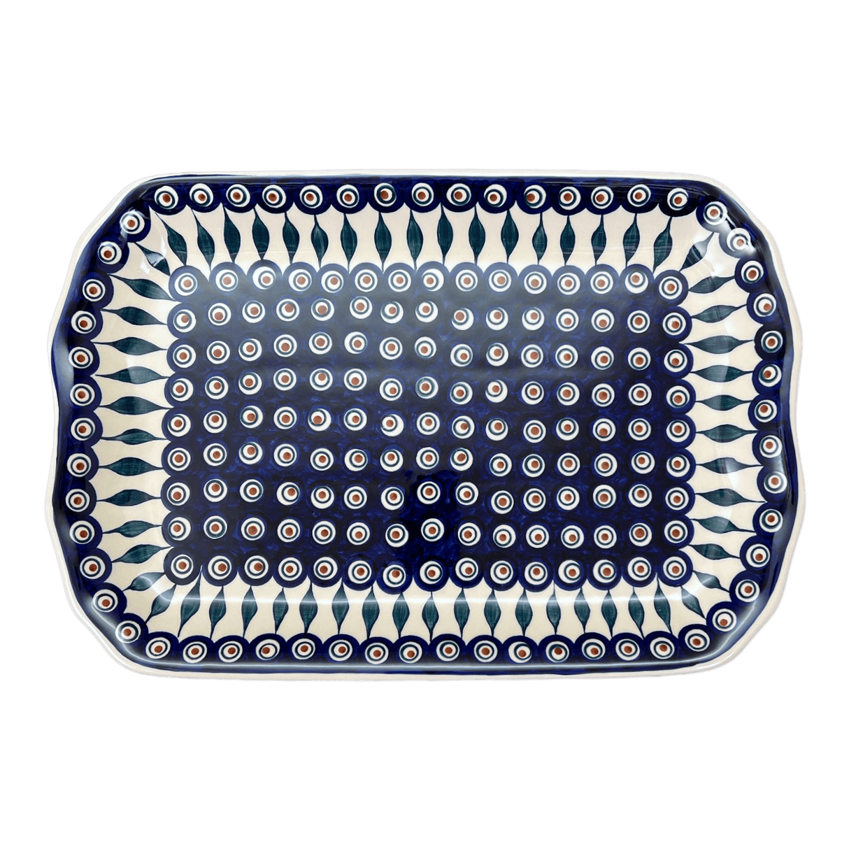 Platter, Rectangular, 11.5" x 17" in "Peacock" by Manufaktura | P158T-54