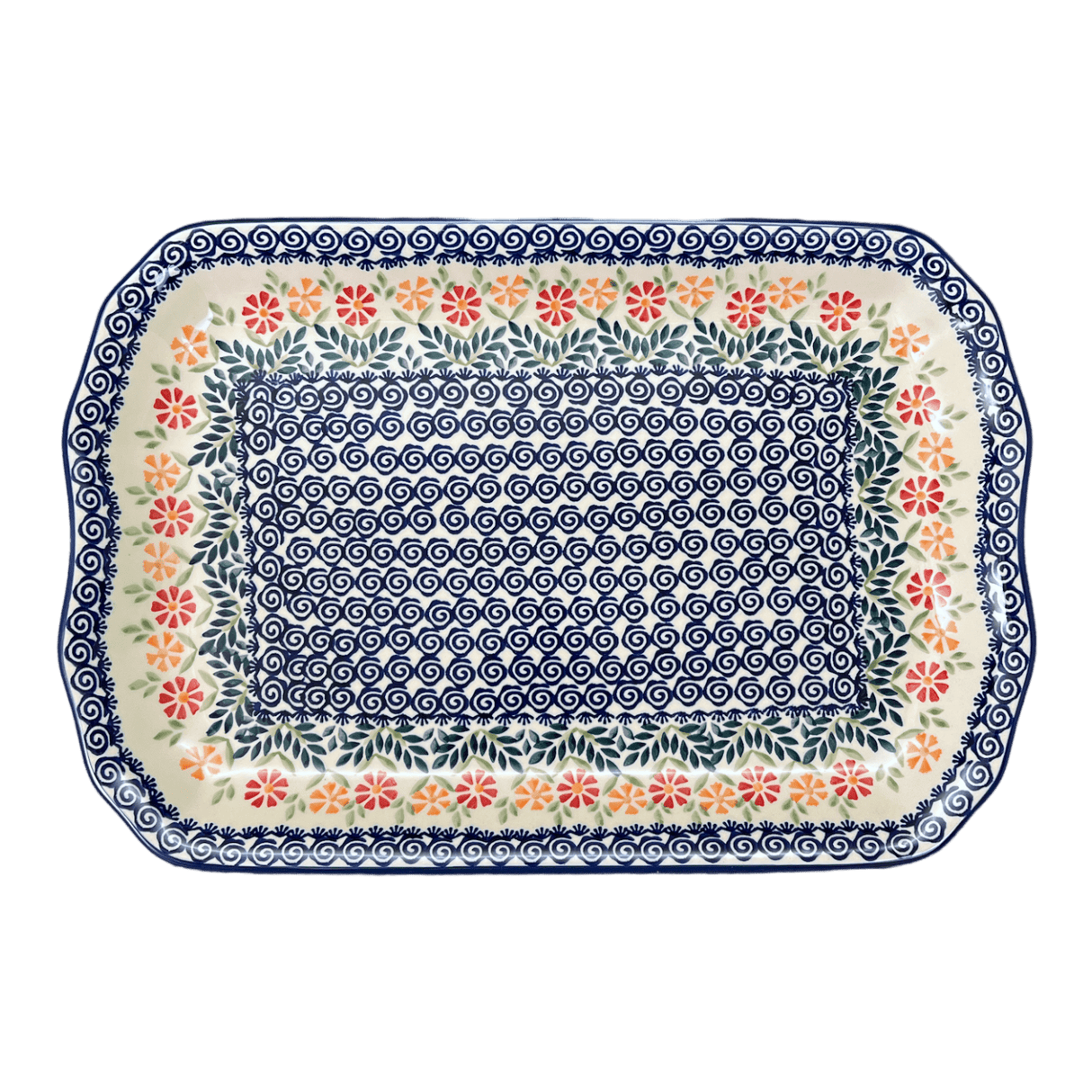 Platter, Rectangular, 11.5" x 17" in "Flower Power" by Manufaktura | P158T-JS14
