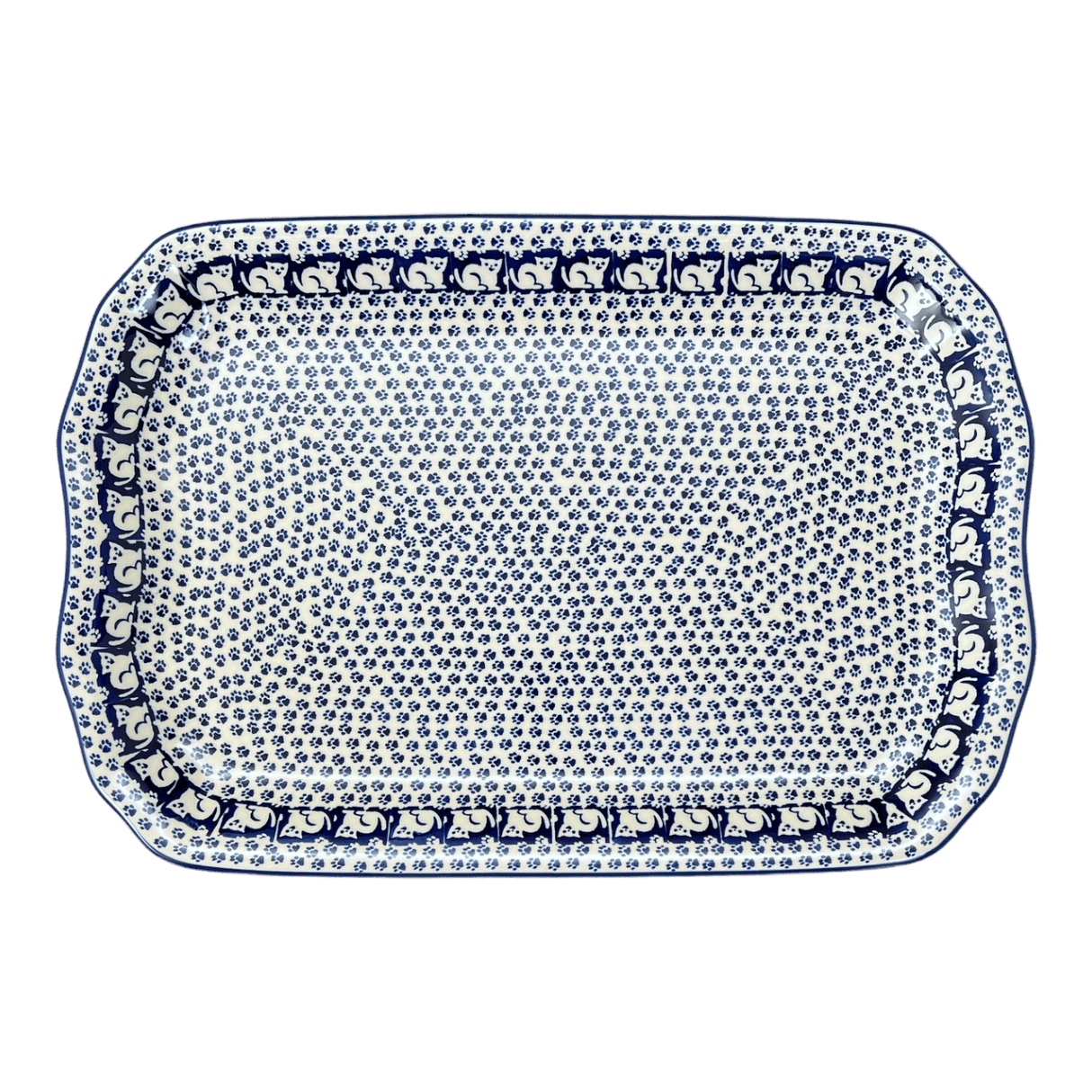 Platter, Rectangular, 11.5" x 17" in "Kitty Cat Path" by Manufaktura | P158T-KOT6