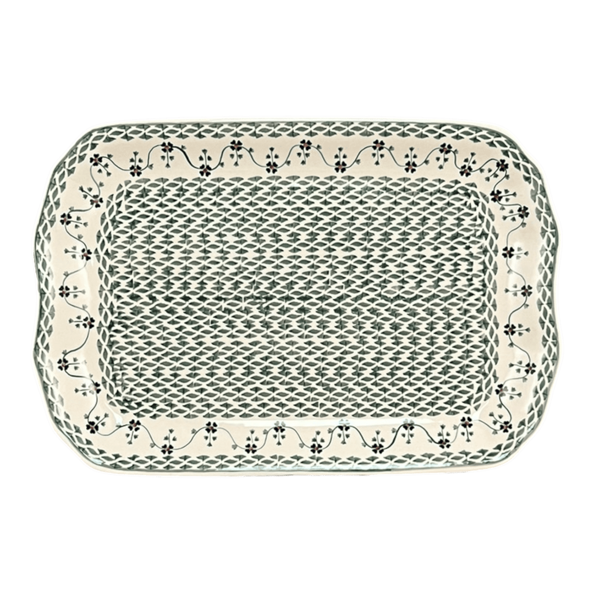 Platter, Rectangular, 11.5" x 17" in "Woven Pansies" by Manufaktura | P158T-RV