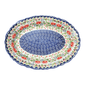 Polish Pottery Large Scalloped Oval Platter (Floral Fantasy) | P165S-P260 Additional Image at PolishPotteryOutlet.com