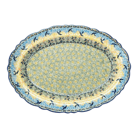 Polish Pottery Large Scalloped Oval Platter (Soaring Swallows) | P165S-WK57 Additional Image at PolishPotteryOutlet.com