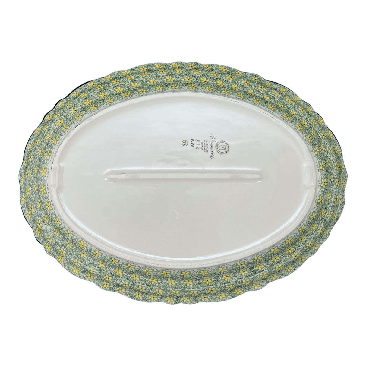 Platter, Oval, Scalloped, 16.75" x 12.25" Large in "Soaring Swallows" by Manufaktura | P165S-WK57