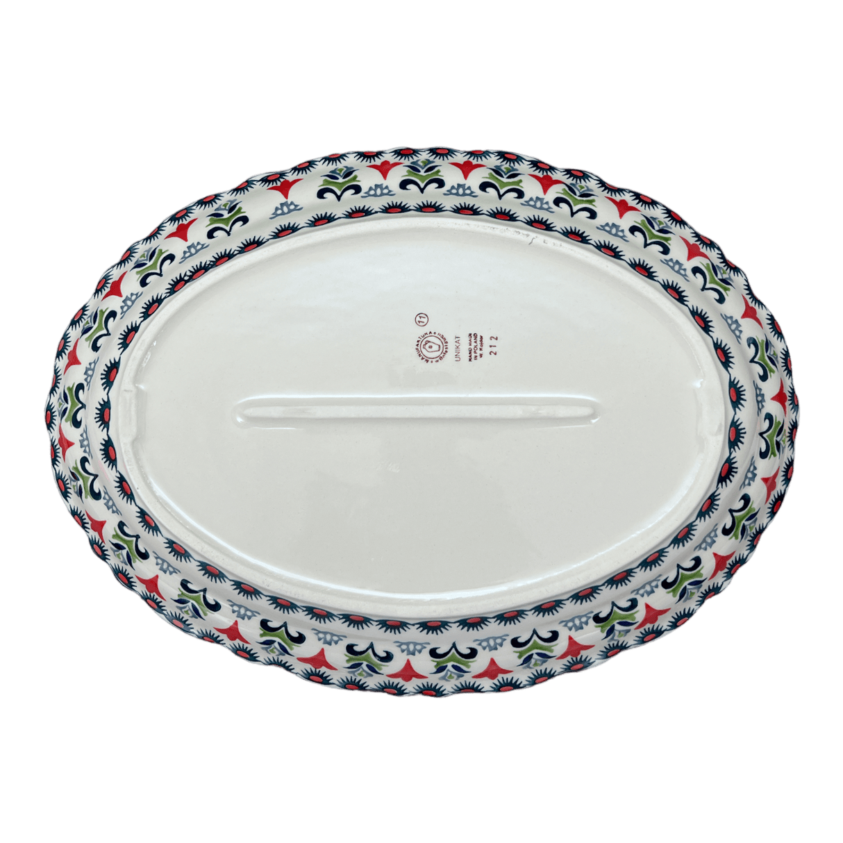Platter, Oval, Scalloped, 16.75" x 12.25" Large in "Scandinavian Scarlet" by Manufaktura | P165U-P295