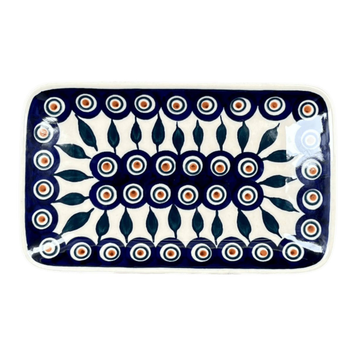 Tray, Rectangular, 8.25" x 5" in "Peacock" by Manufaktura | P201T-54