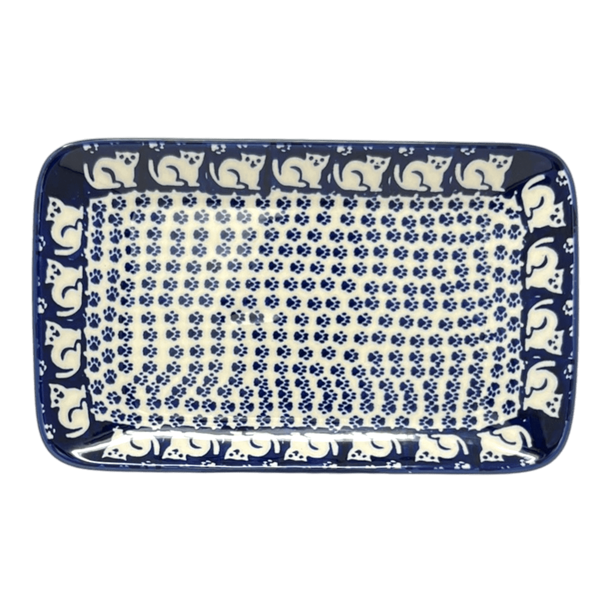Tray, Rectangular, 8.25" x 5" in "Kitty Cat Path" by Manufaktura | P201T-KOT6