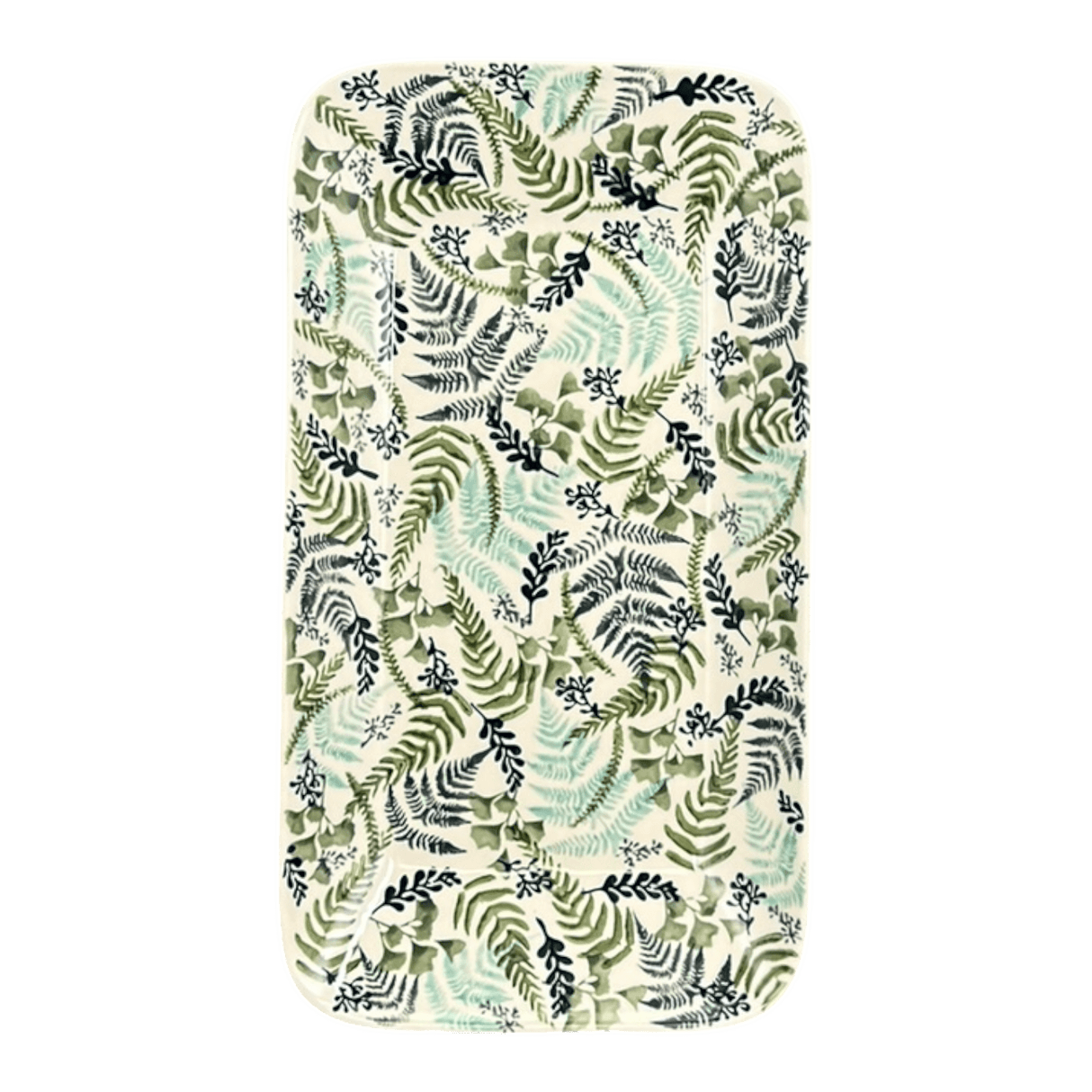 Platter, Rectangular, 14" x 8" in "Scattered Ferns" by Manufaktura | P202S-GZ39