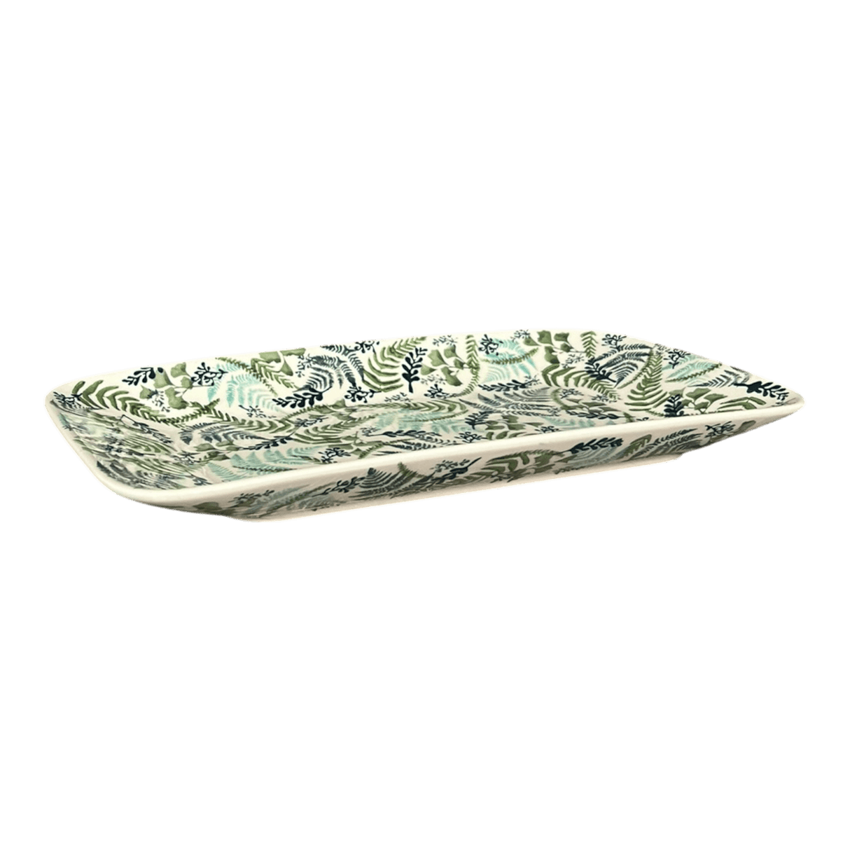 Platter, Rectangular, 14" x 8" in "Scattered Ferns" by Manufaktura | P202S-GZ39