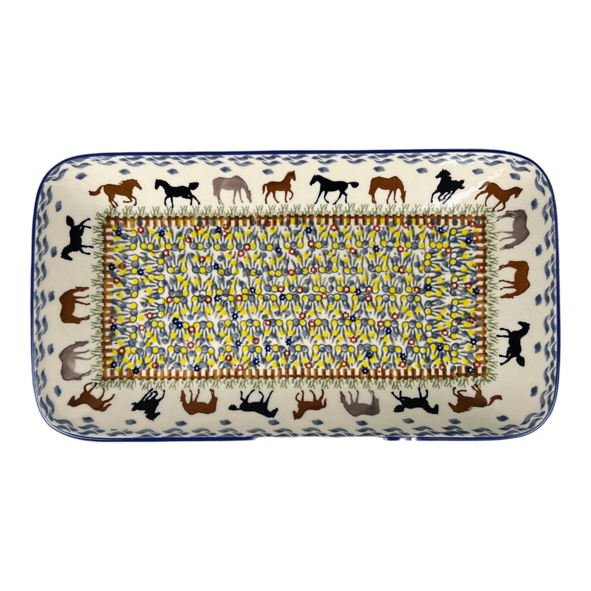 Platter, Rectangular, 14" x 8" in "Wild Horses" by Manufaktura | P202S-INK1