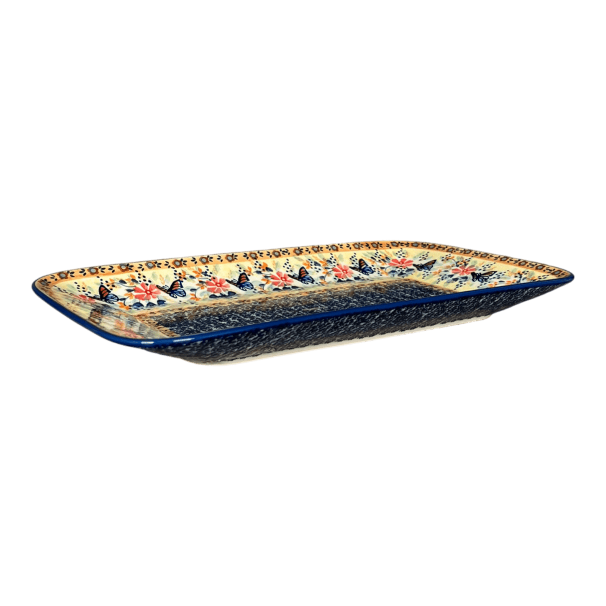 Platter, Rectangular, 14" x 8" in "Butterfly Bliss" by Manufaktura | P202S-WK73