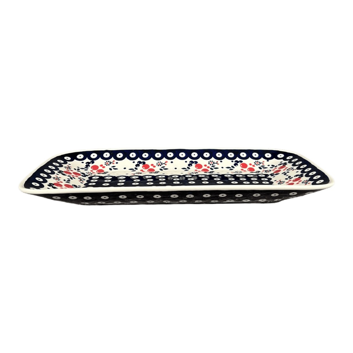 Platter, Rectangular, 14" x 8" in "Berry Dot" by Manufaktura | P202T-BL04
